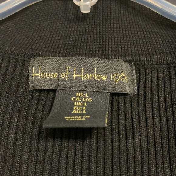 HOUSE OF HARLOW 1960 RIBBED BUTTON UP SWEATER DRESS BLACK LARGE - Picture 4 of 8